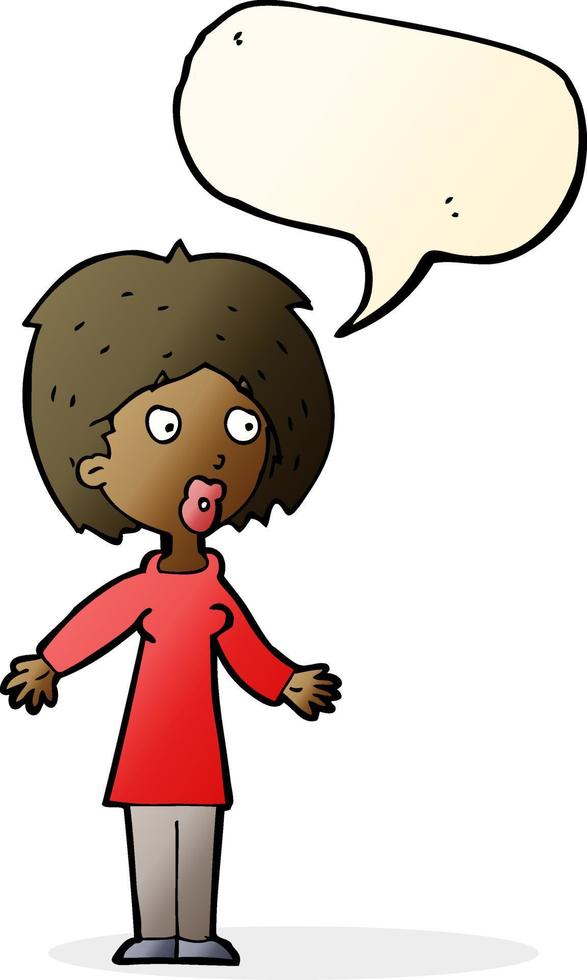 cartoon surprised woman with speech bubble vector