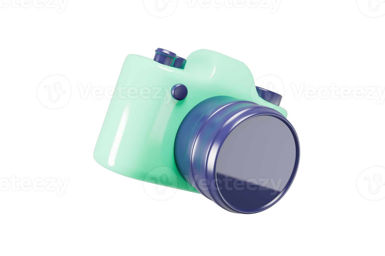 Green and blue camera without background. High quality 3d illustration png