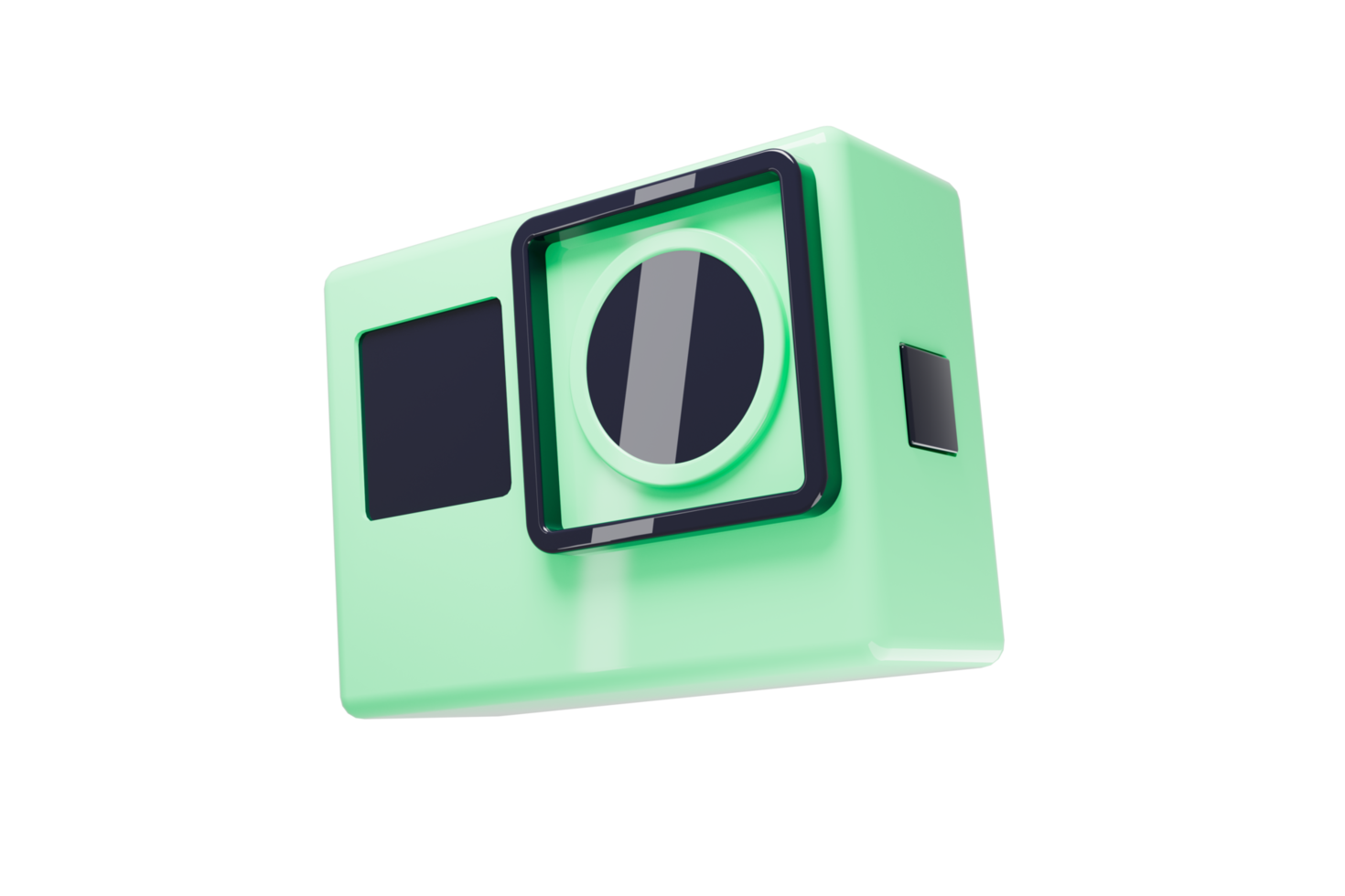 Green and blue action camera without background 3d render illustration. png