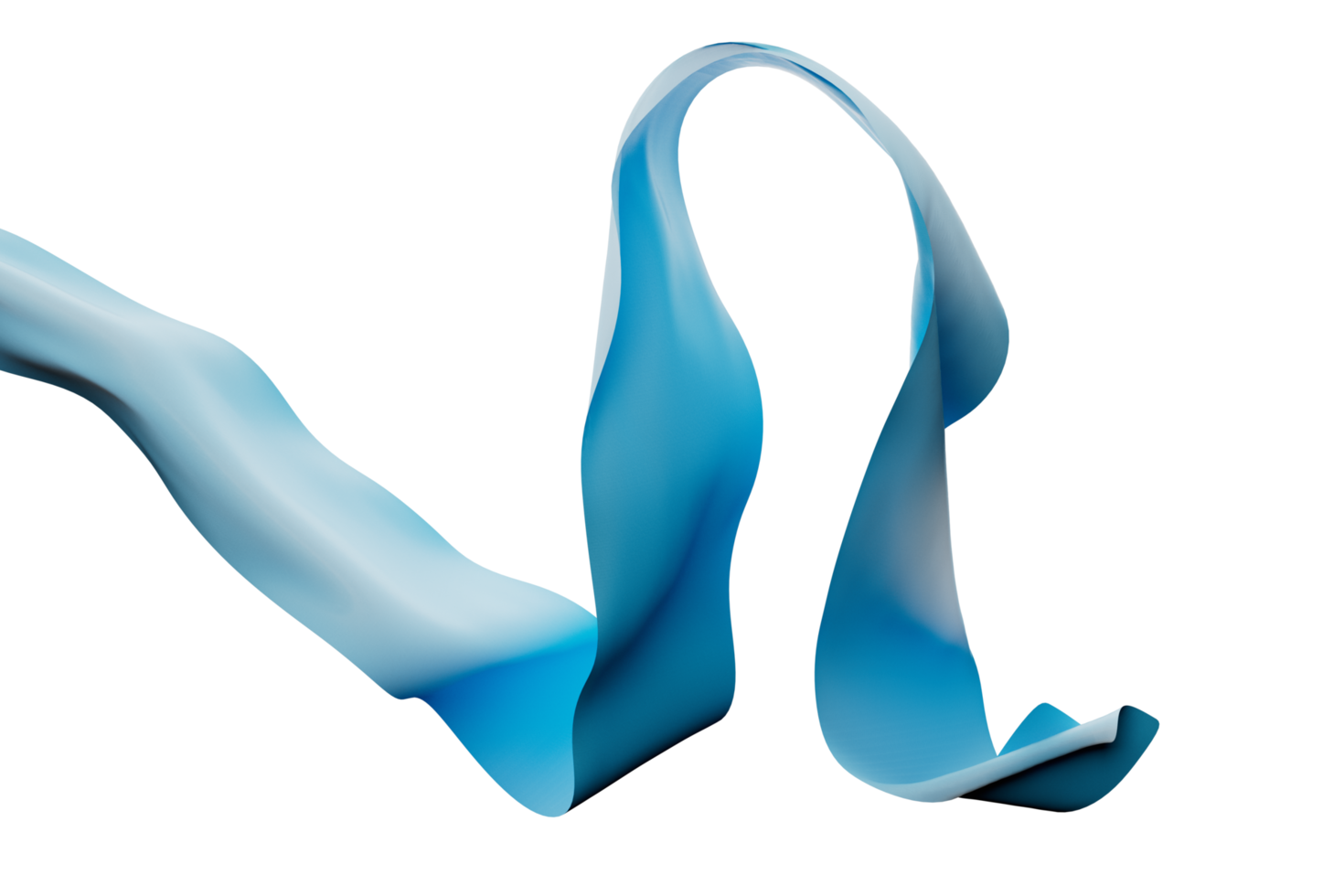Swirling blue fabric ribbon without background 3d render. High quality 3d illustration png