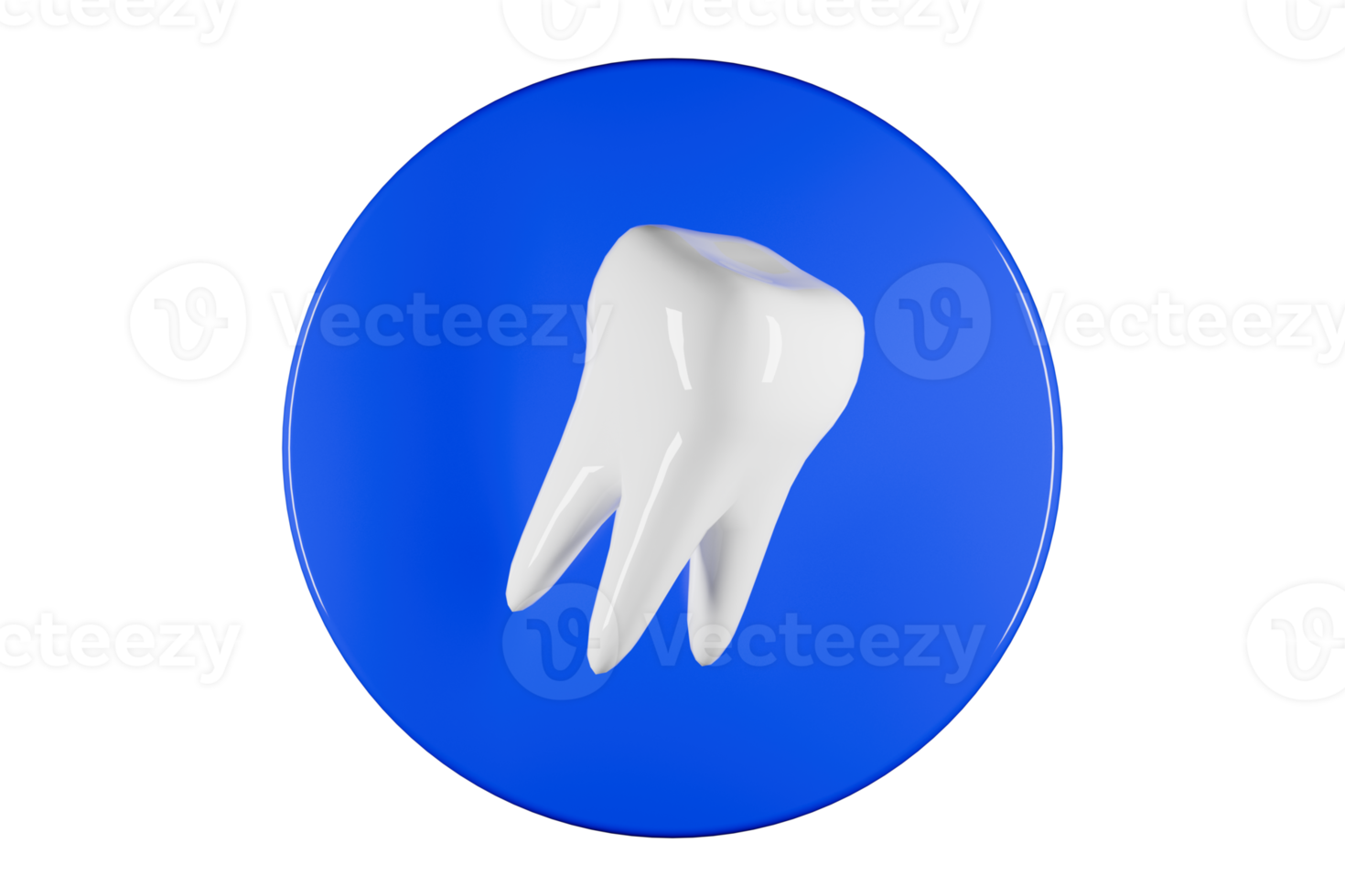 Whitening tooth on blue podium. Dental clinic 3d render logo. High quality 3d illustration png