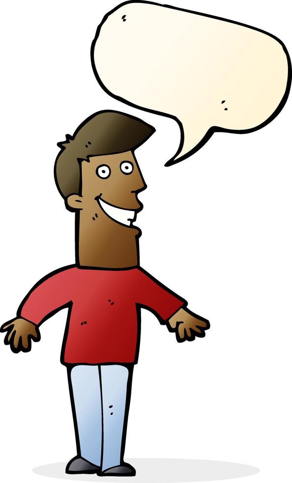 cartoon grinning man with speech bubble vector