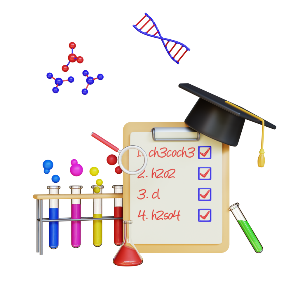 3D Render ciencia graduación con sombrero png