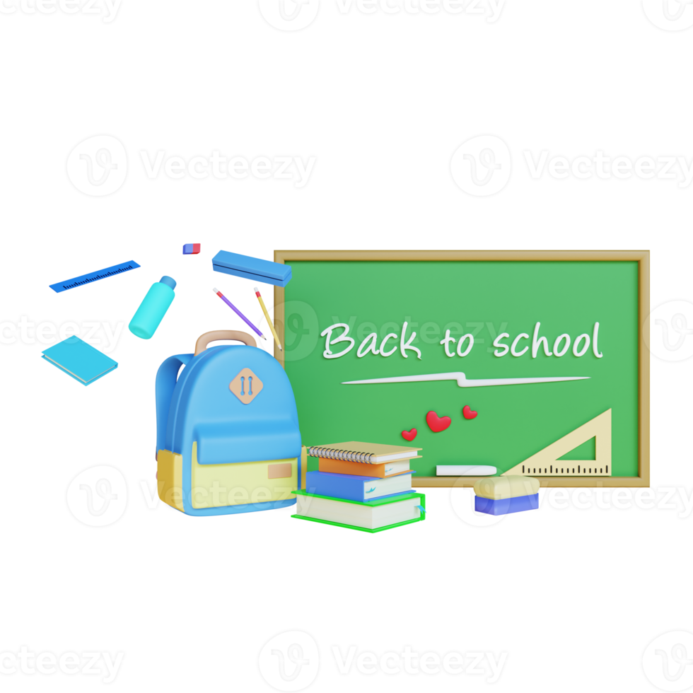 back to school 3d render png