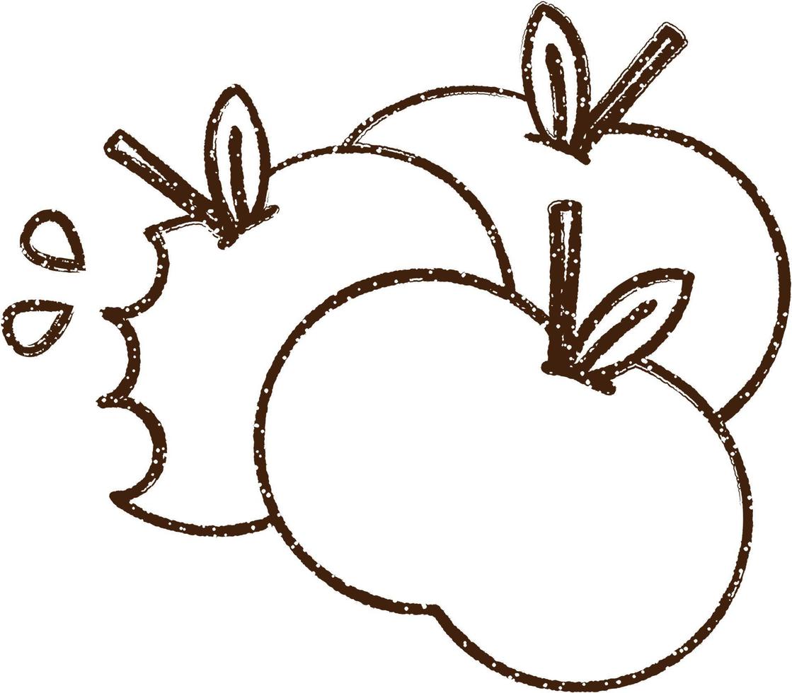 dibujo al carboncillo de manzanas vector