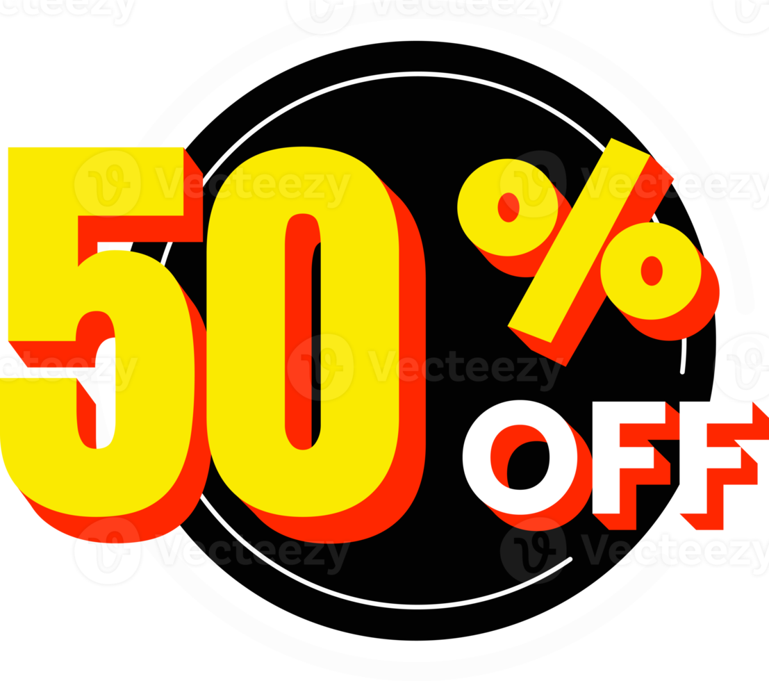 50 percent off discount number with circle element png