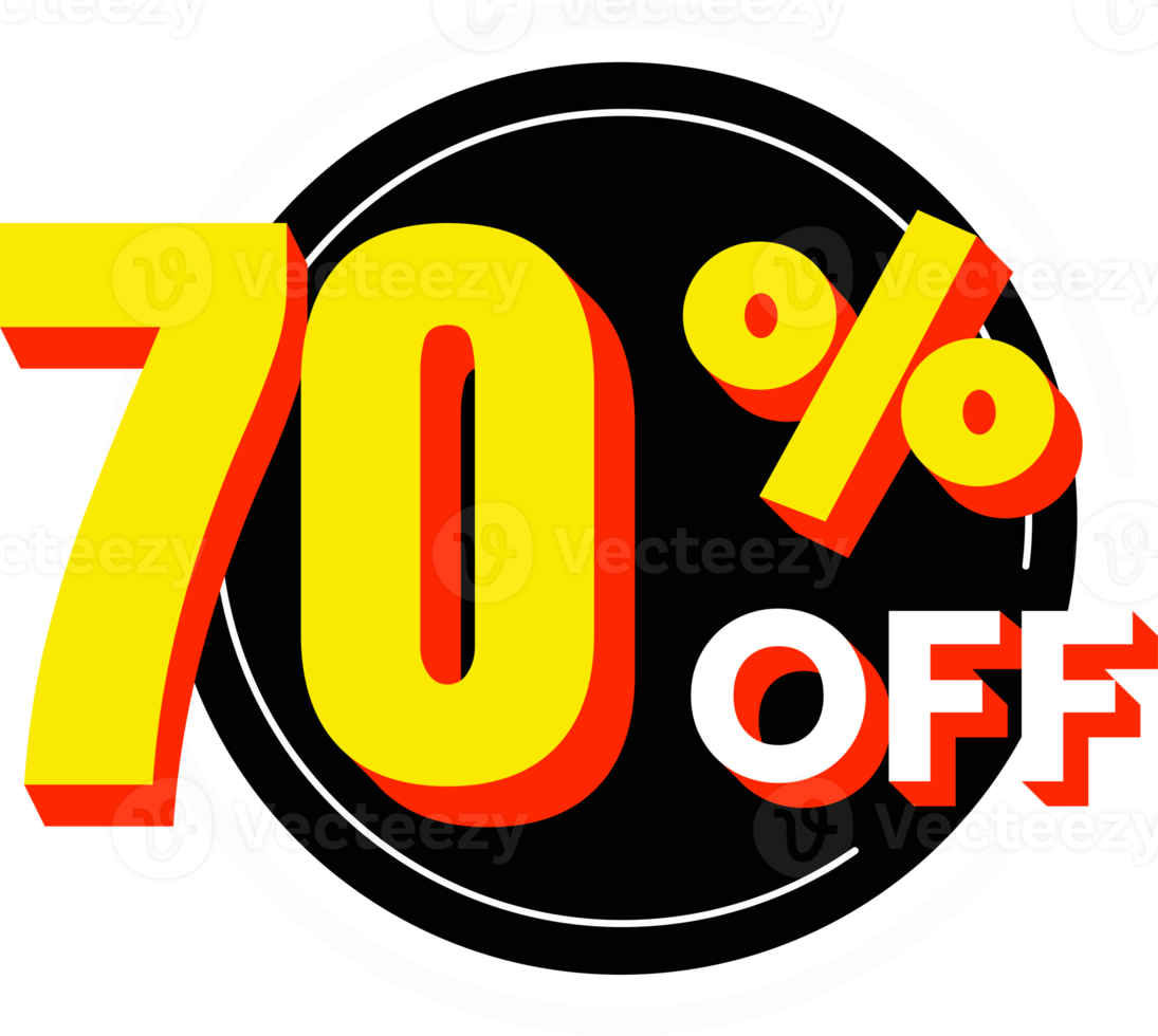 70 percent off discount number with circle element png