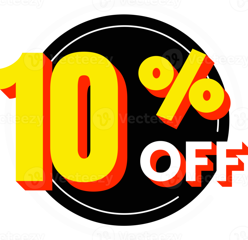 10 percent off discount number with circle element png