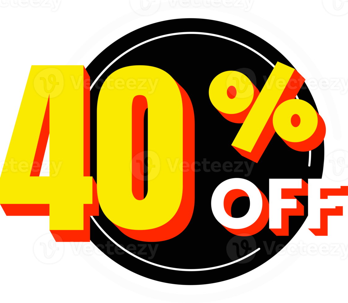 40 percent off discount number with circle element png