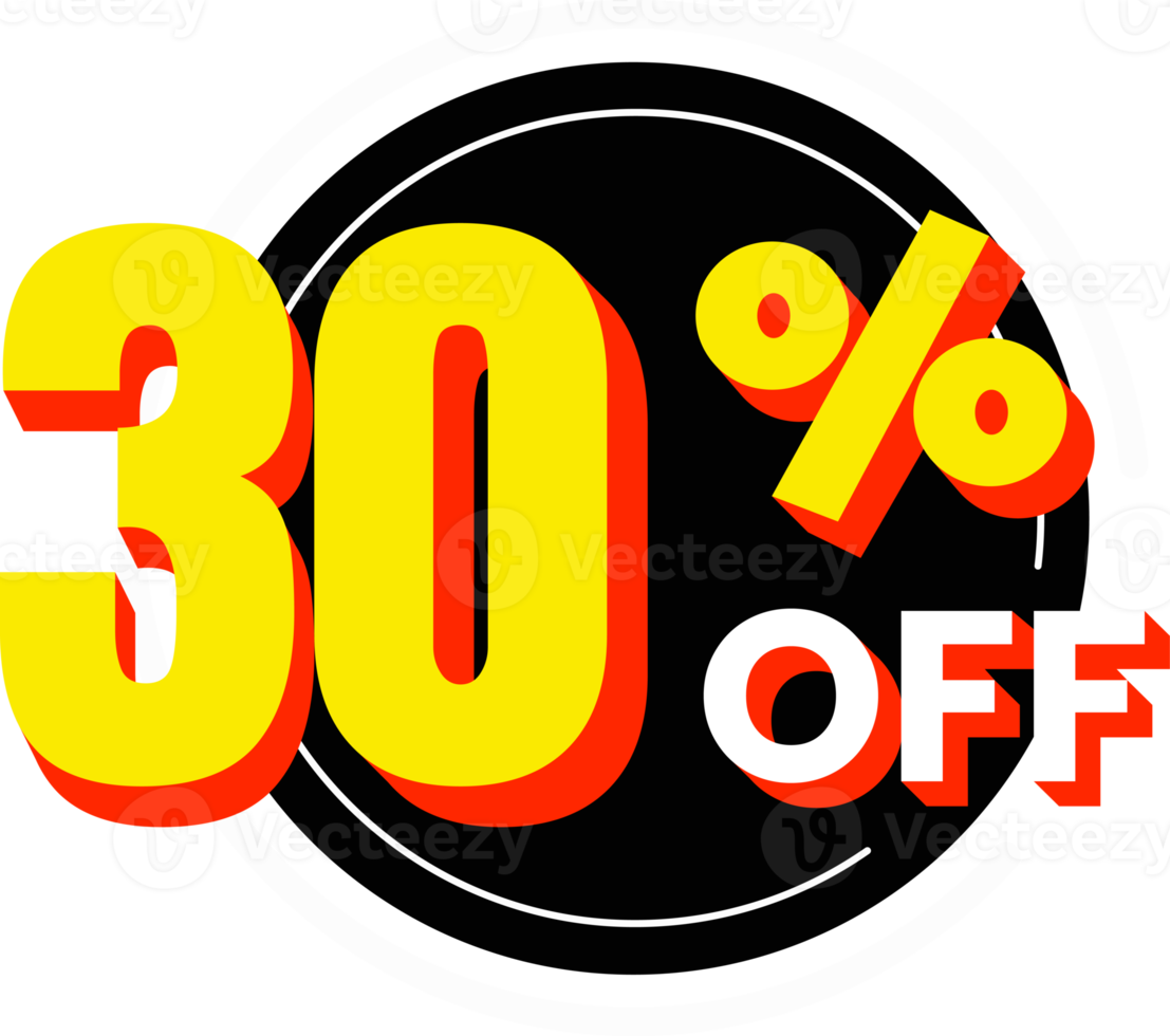 30 percent off discount number with circle element png