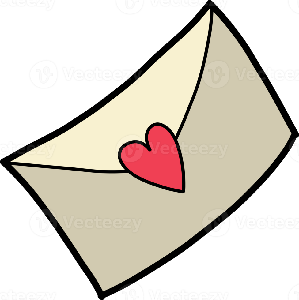 Hand Drawn envelope and heart illustration png