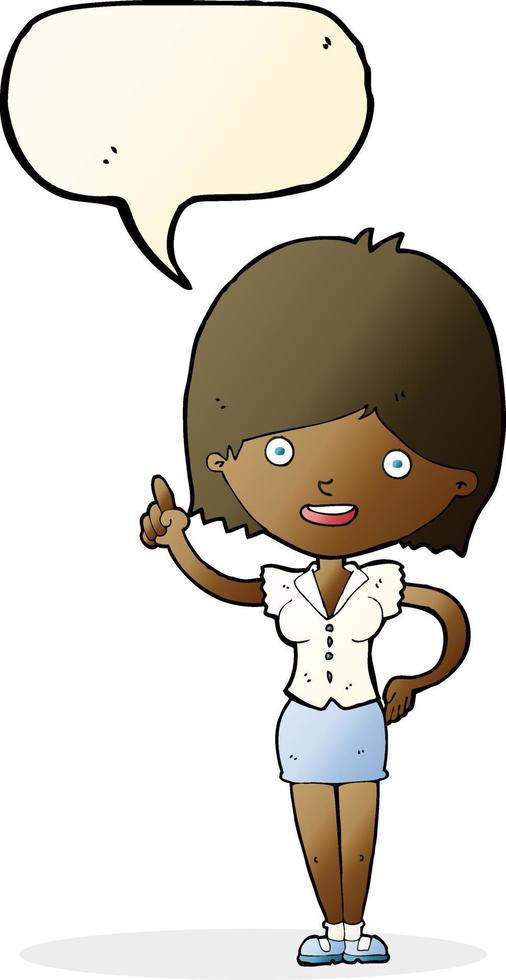 cartoon woman with idea with speech bubble vector