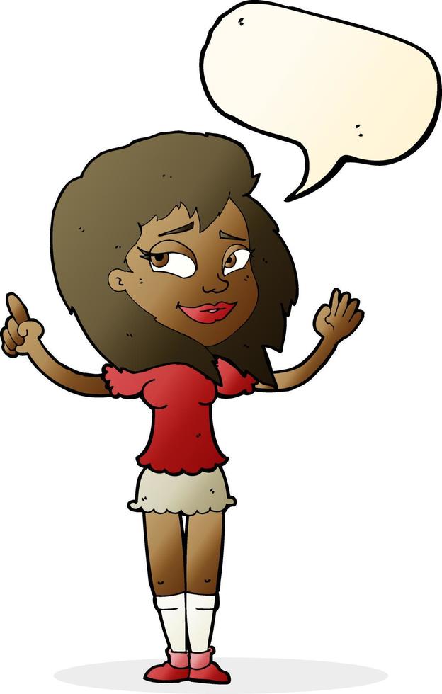 cartoon woman with idea with speech bubble vector