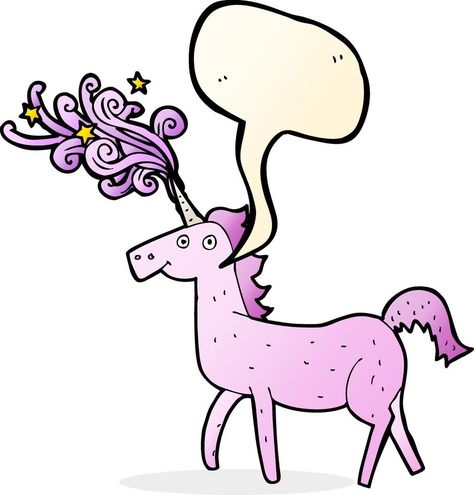 cartoon magical unicorn with speech bubble vector