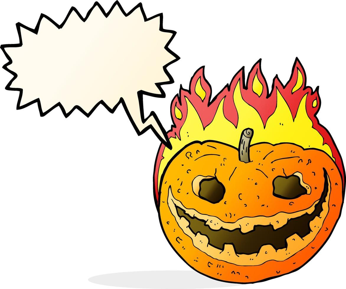 cartoon spooky pumpkin with speech bubble vector