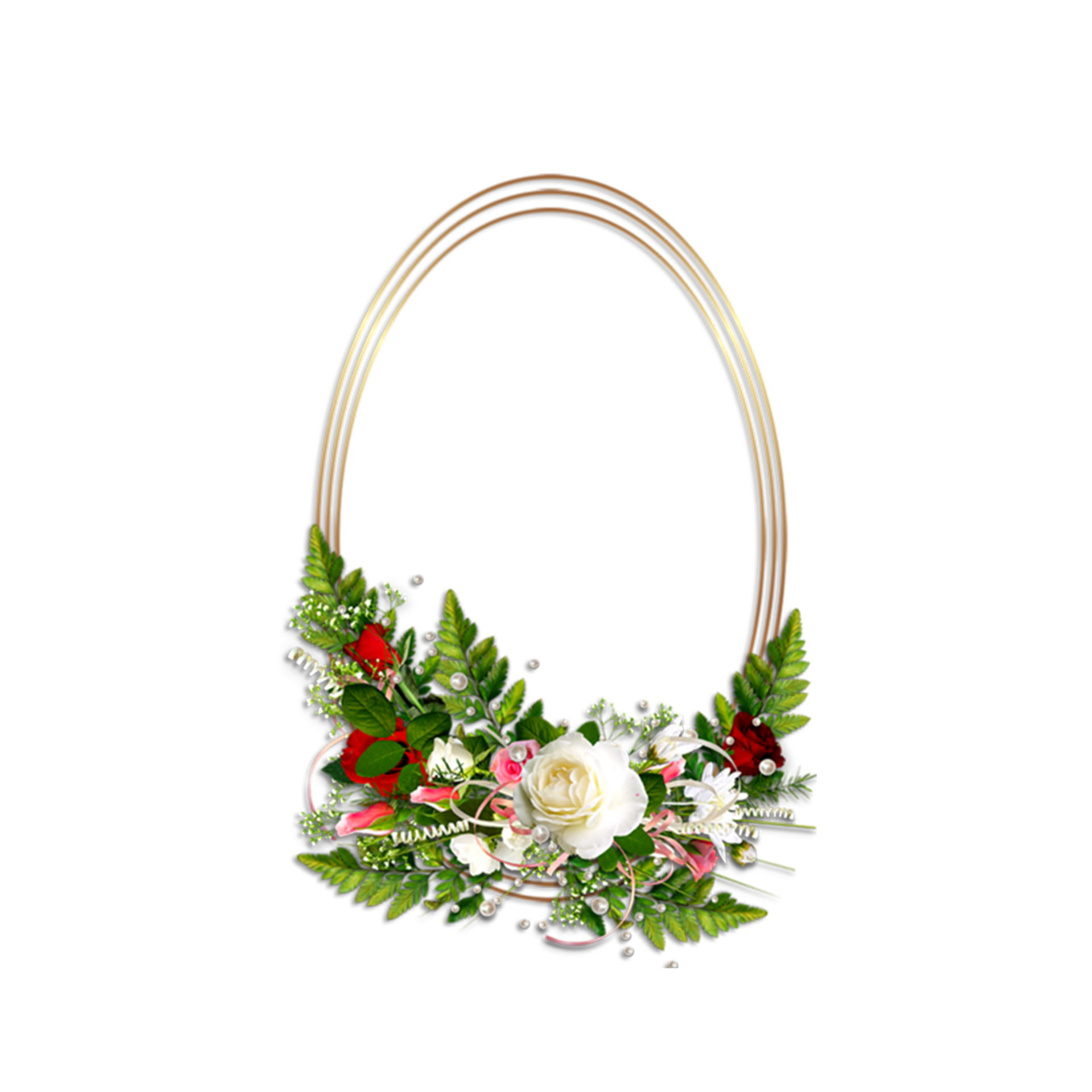 Circle Photo Frame with Flowers Decorate 12300593 PNG