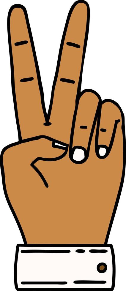 ilustración de gesto de mano de dos dedos de símbolo de paz vector