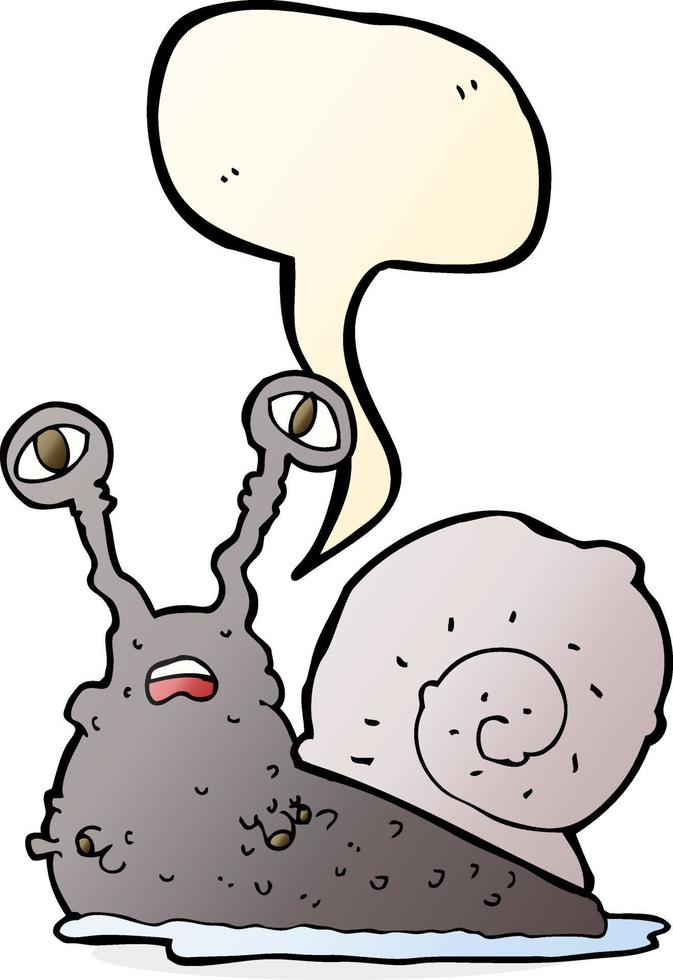 cartoon gross snail with speech bubble vector