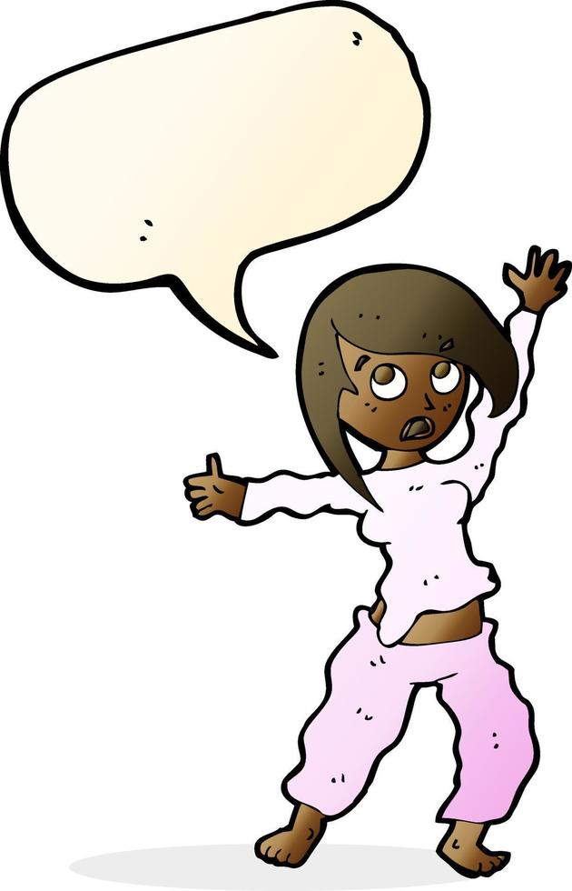 cartoon frightened woman with speech bubble vector