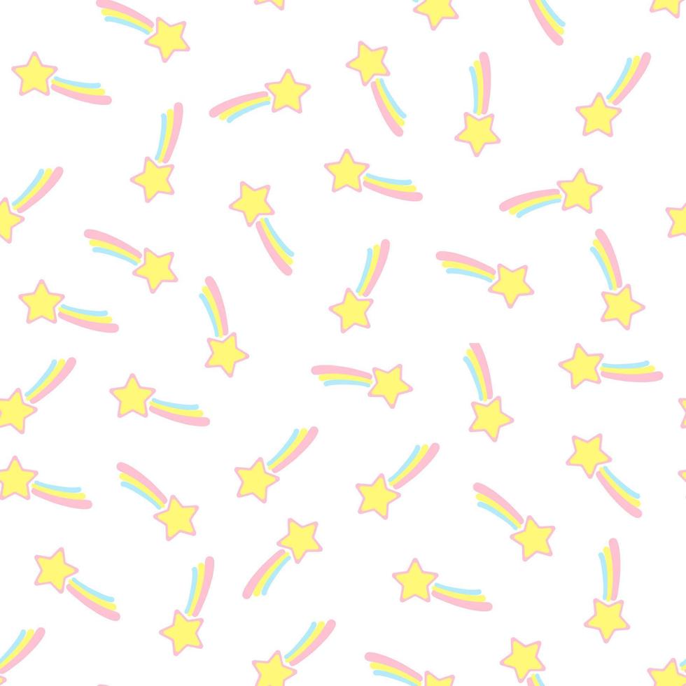 Star and rainbow pattern seamless illustration vector. Rainbows and cute clouds with stars on white background. vector