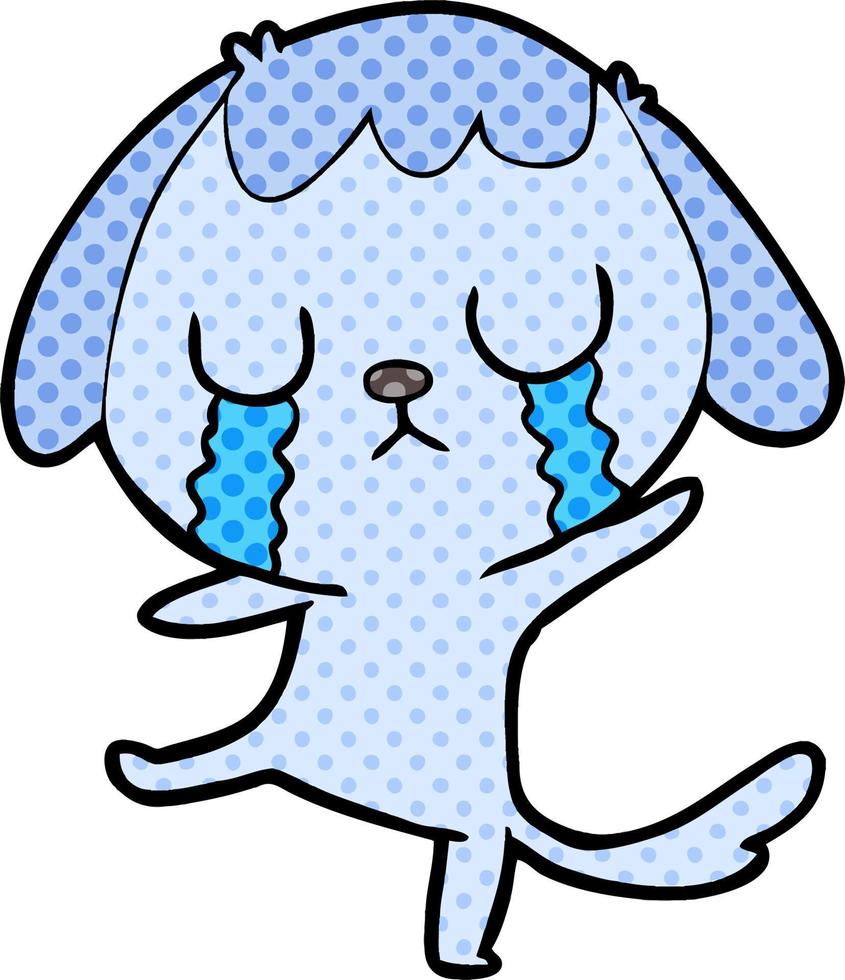 cute cartoon dog crying vector