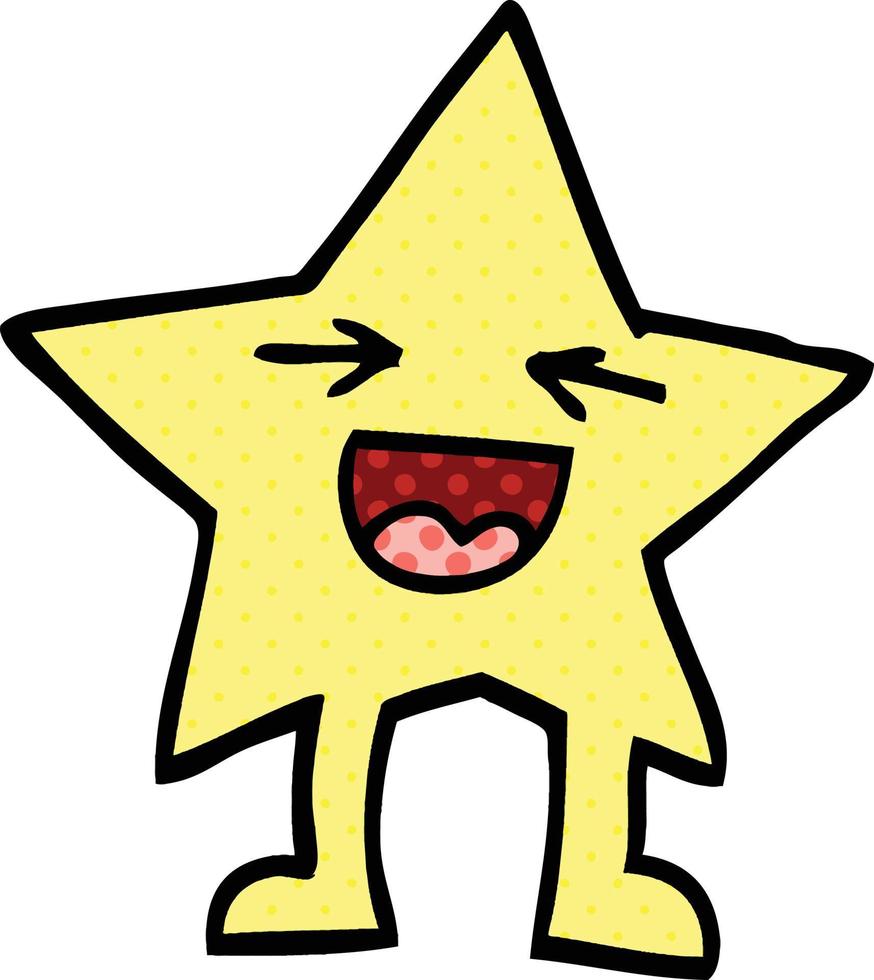 comic book style cartoon laughing star character vector