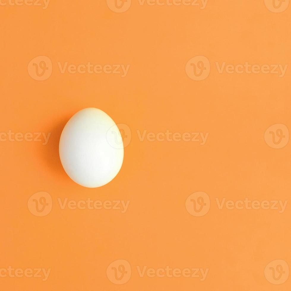 One white easter egg on a bright orange background photo