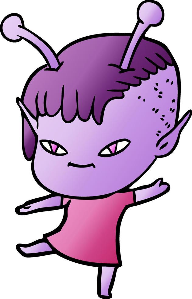 cute cartoon alien girl vector