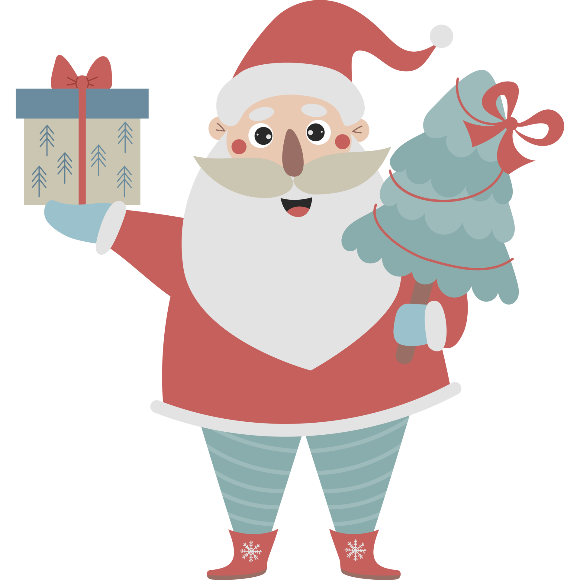 Free Cute Santa Claus with gift and Christmas tree 12301331 PNG with  Transparent Background