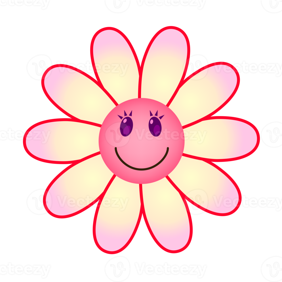 sorridente fiori con vivace pendenza colori. png con trasparente sfondo.