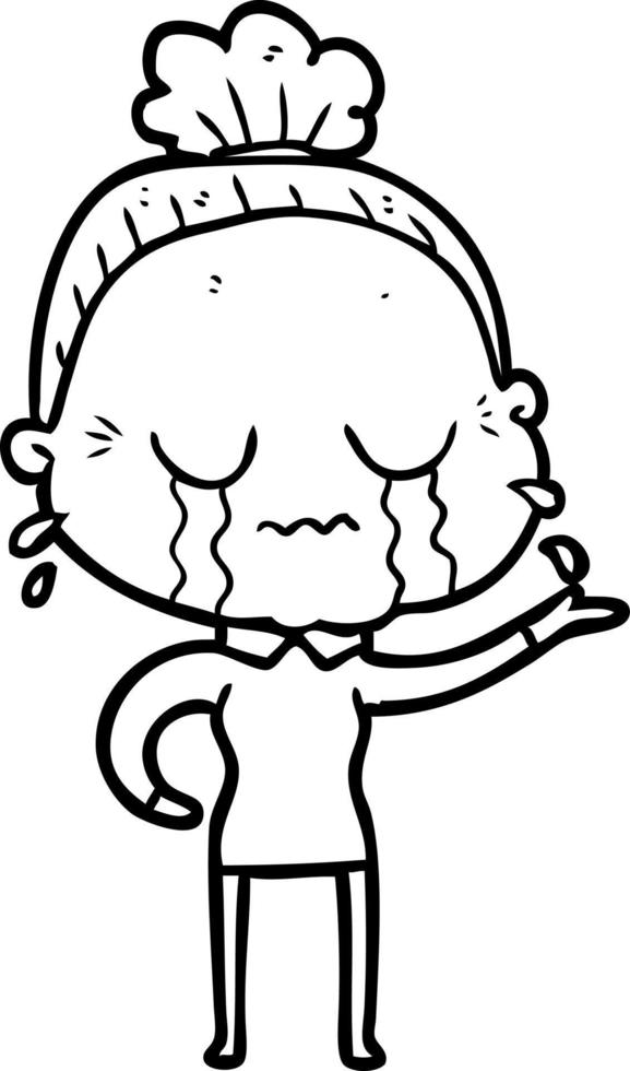 cartoon crying old lady vector