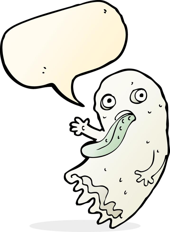 gross cartoon ghost with speech bubble vector