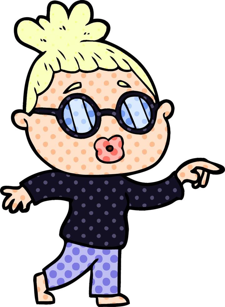 cartoon woman wearing spectacles vector