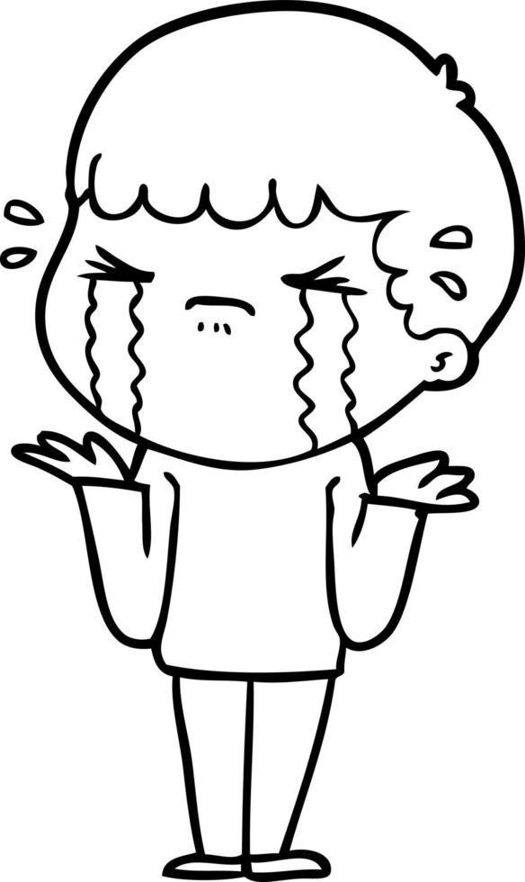 cartoon man crying vector