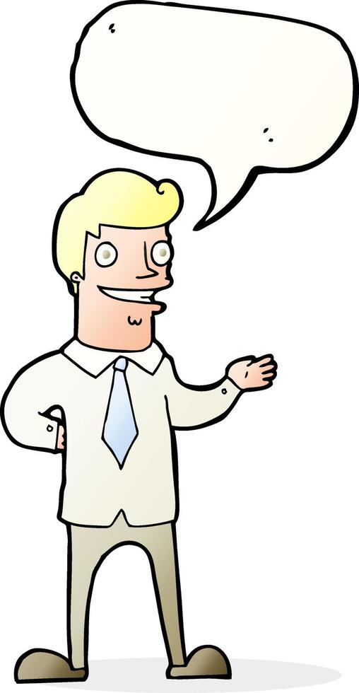 cartoon salesman with speech bubble vector