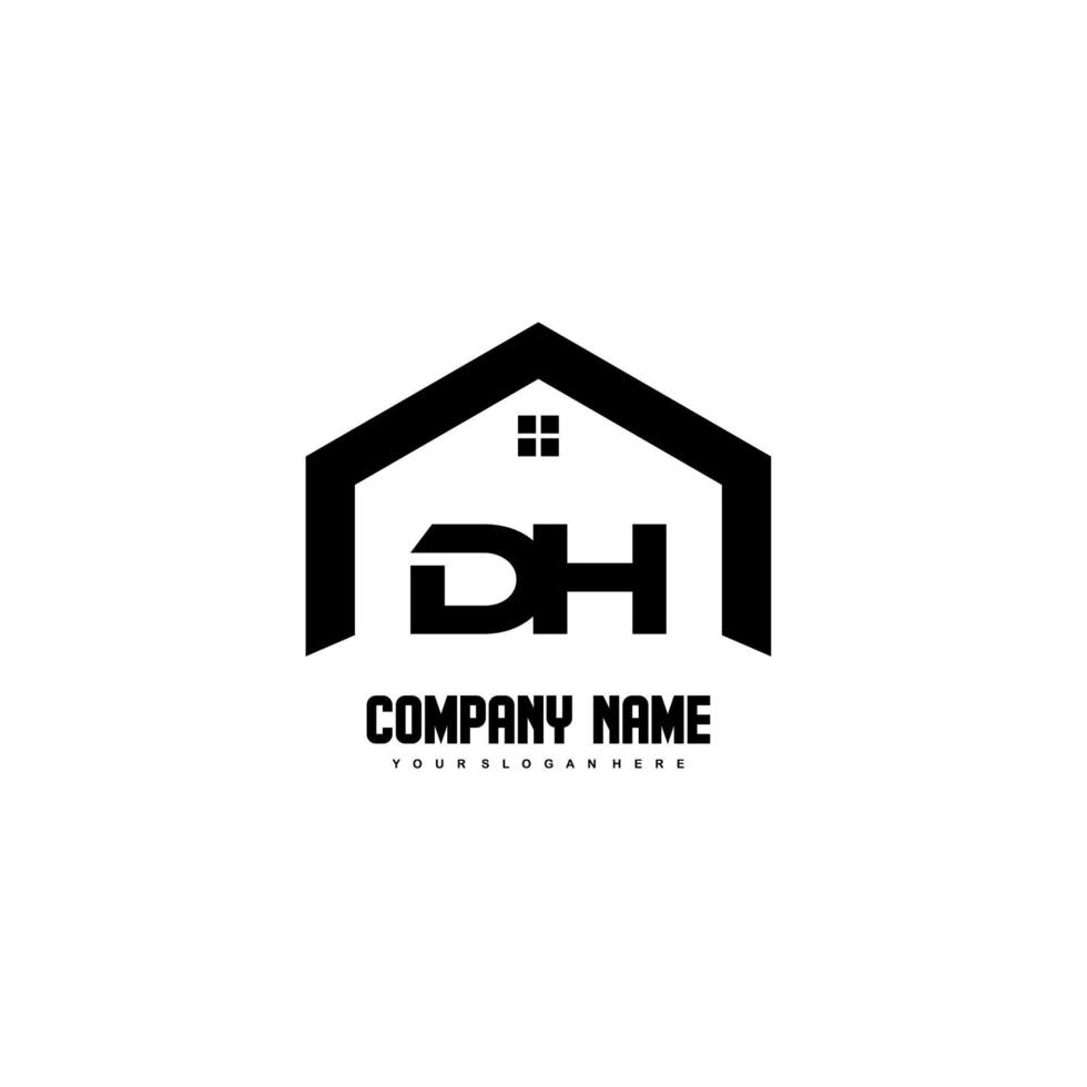 vector de diseño de logotipo de letras iniciales dh para construcción, hogar, bienes raíces, edificio, propiedad.