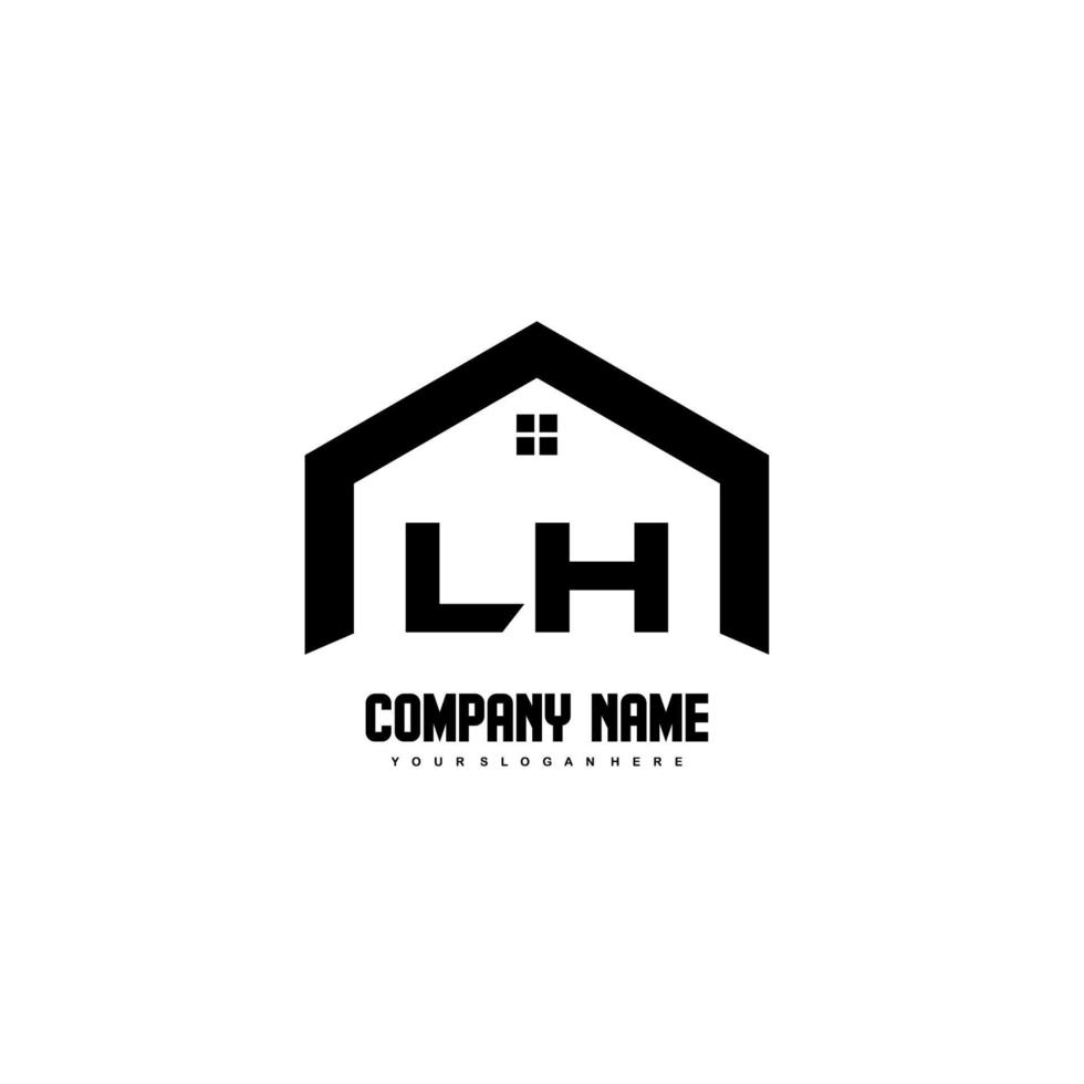 Vector de diseño de logotipo de letras iniciales lh para construcción, hogar, bienes raíces, edificio, propiedad.