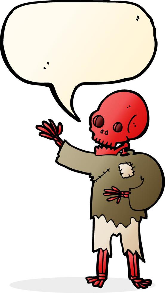 cartoon skeleton waving with speech bubble vector