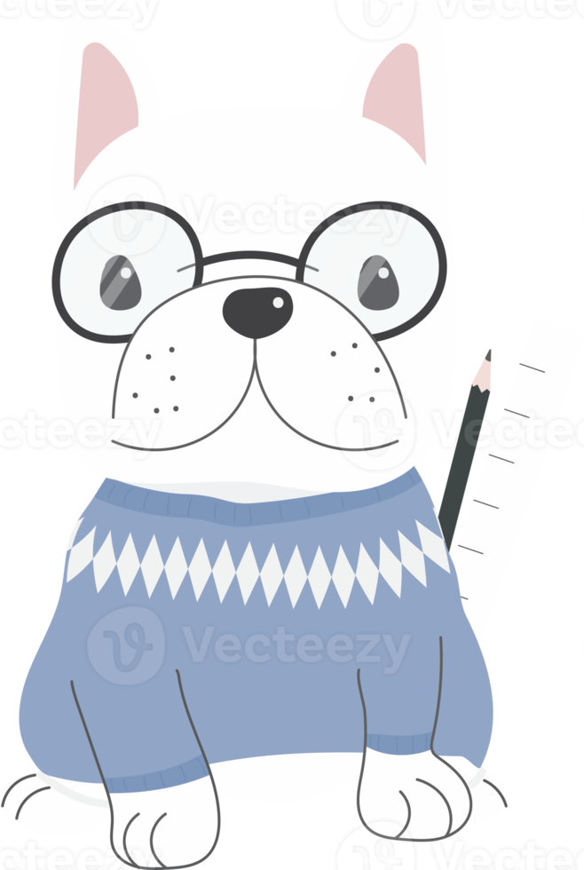 joli bouledogue français de style plat en costume de carrière png