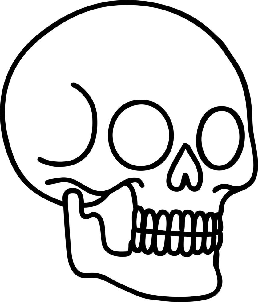 tattoo in black line style of a skull vector