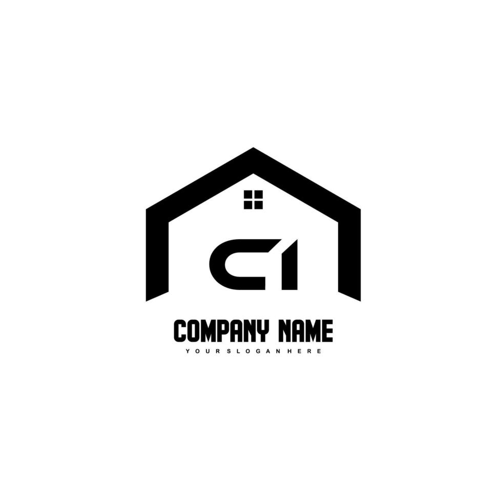 CI Initial Letters Logo design vector for construction, home, real estate, building, property.