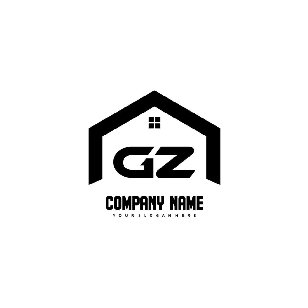 vector de diseño de logotipo de letras iniciales gz para construcción, hogar, bienes raíces, edificio, propiedad.