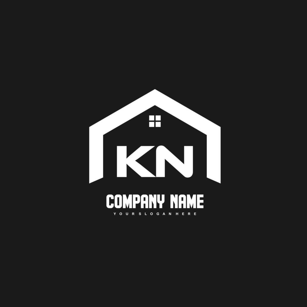 vector de diseño de logotipo de letras iniciales kn para construcción, hogar, bienes raíces, edificio, propiedad.