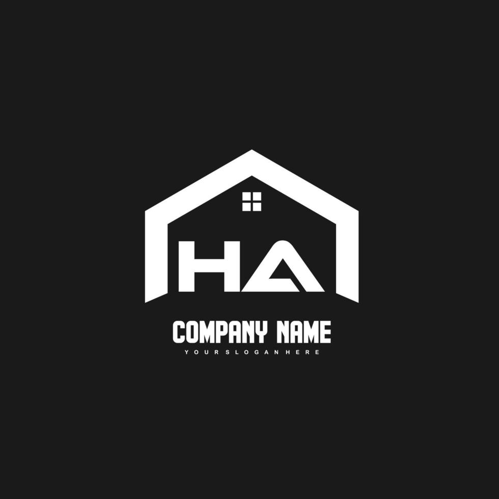 ha vector de diseño de logotipo de letras iniciales para construcción, hogar, bienes raíces, edificio, propiedad.