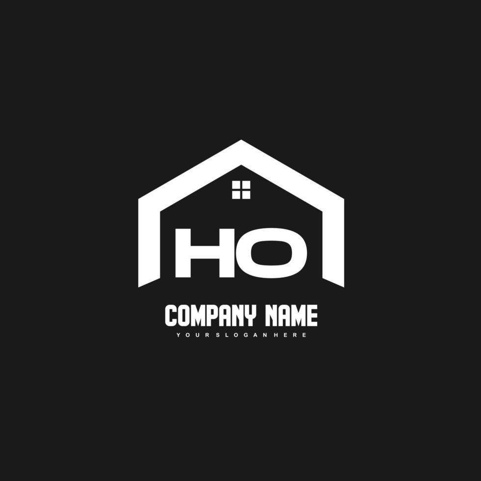 ho vector de diseño de logotipo de letras iniciales para construcción, hogar, bienes raíces, edificio, propiedad.