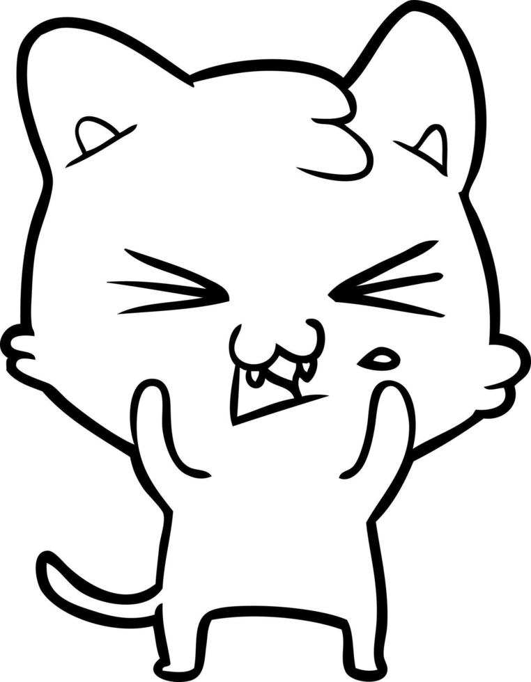 cartoon cat hissing vector