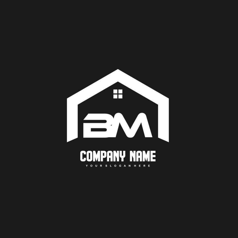 vector de diseño de logotipo de letras iniciales bm para construcción, hogar, bienes raíces, edificio, propiedad.