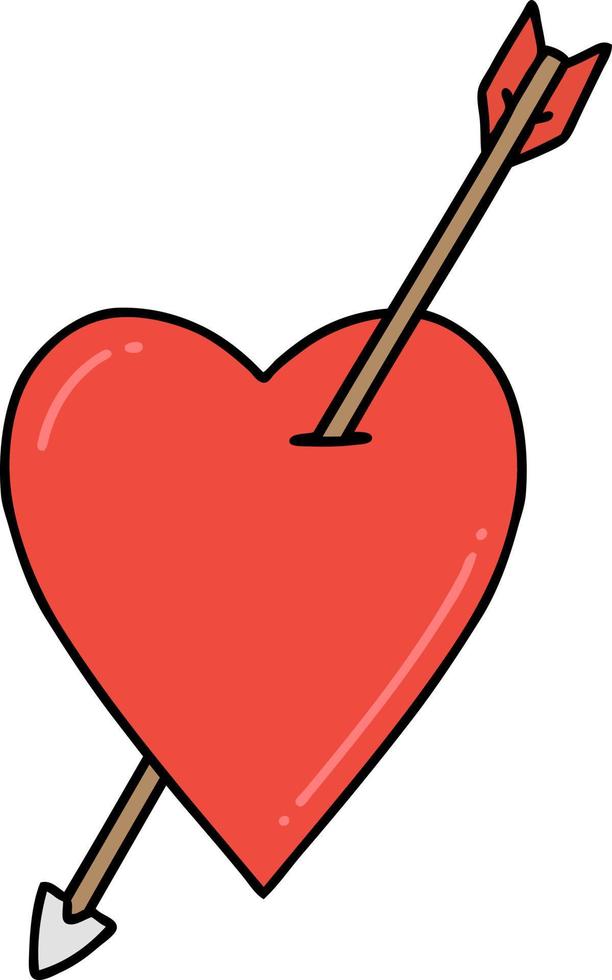 traditional tattoo of an arrow and heart vector