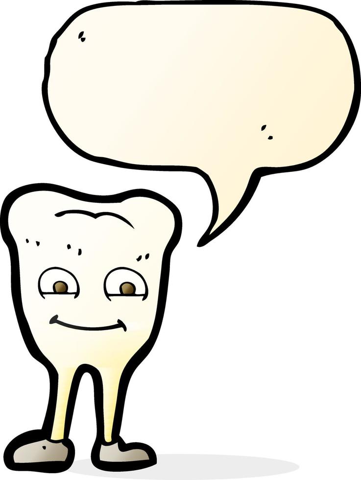 cartoon yellowing  tooth with speech bubble vector