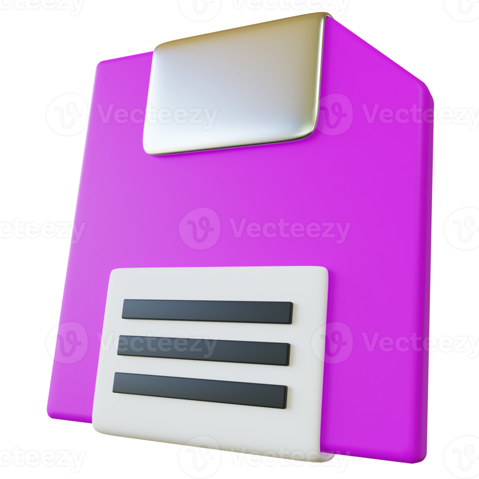 Stylized 3D Floppy Disk Memory Illustration png